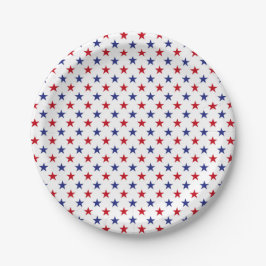 Patriotic Red White Blue Stars Pappteller