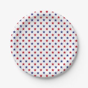 Patriotic Red White Blue Stars Pappteller