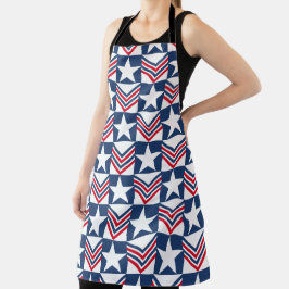 PATRIOTIC RED WHITE BLUE STARS & PATTERNS SCHÜRZE