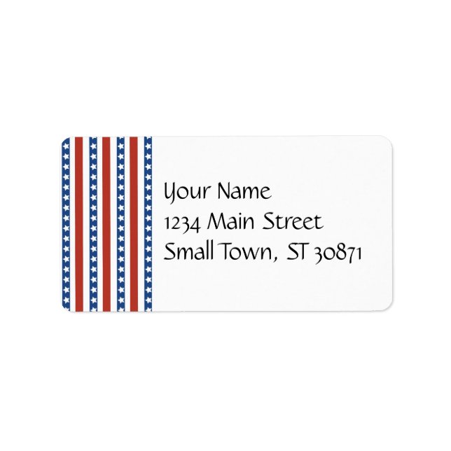 Patriotic Red White Blue US Flagge Freedom Adressaufkleber (Vorne)