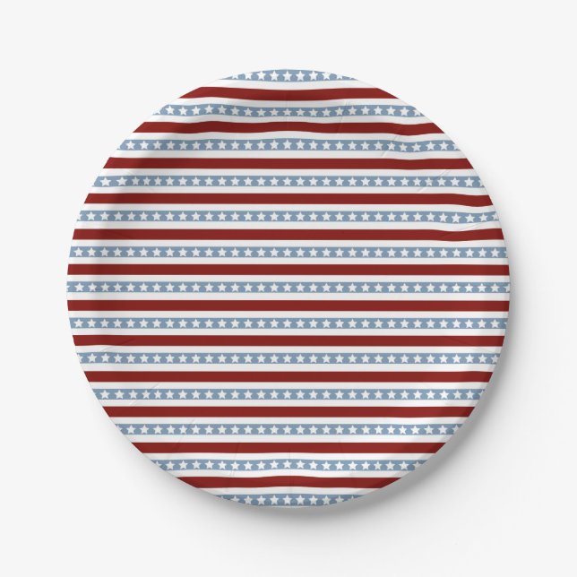Patriotic Red White Blue US Flagge Pappteller (Vorderseite)