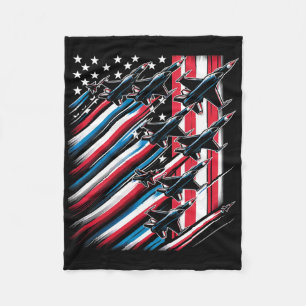Patriotic Red White Blue Usa Flag Fighting Jets 4. Fleecedecke