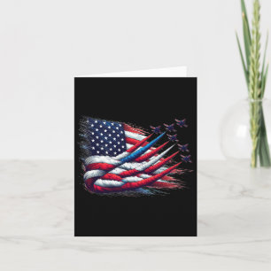 Patriotic Red White Blue Usa Flag Fighting Jets 4. Karte
