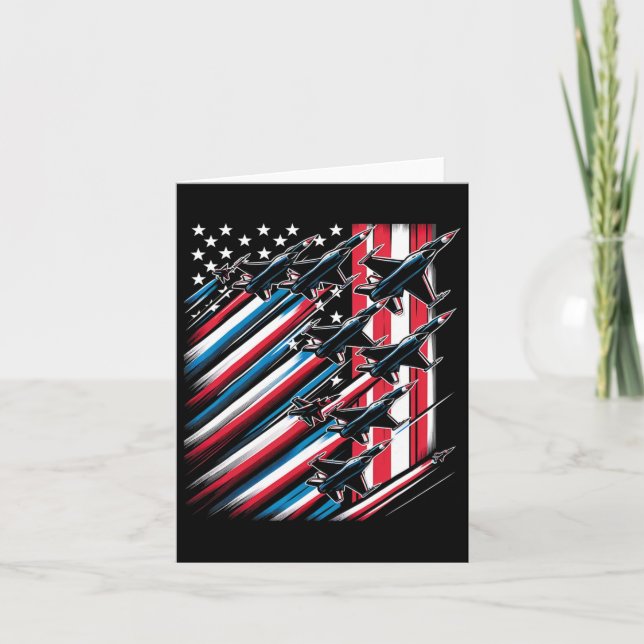 Patriotic Red White Blue Usa Flag Fighting Jets 4. Karte (Vorderseite)