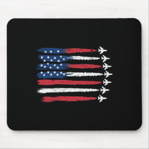 Patriotic Red White Blue Usa Flag Fighting Jets 4. Mousepad