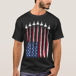 Patriotic Red White Blue Usa Flag Fighting Jets 4. T-Shirt