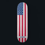 Patriotic Red White Blue USA Flag Skateboard<br><div class="desc">Zeigen Sie Ihren amerikanischen Stolz oder geben Sie ein besonderes Geschenk mit diesem US-amerikanischen Flag Skateboard in einem modernen rot-blauen US Flagge-Design auf grauem Holz. Das Skateboarddesign der USA ist in Rot und Blau mit US Flagge gestaltet und eignet sich hervorragend für amerikanische Unabhängigkeitstag-Partys, Memorial Day Party , Wiedersehen, militärische...</div>