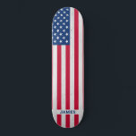 Patriotic Red White Blue USA Flag Skateboard<br><div class="desc">Zeigen Sie Ihren amerikanischen Stolz oder geben Sie ein besonderes Geschenk mit diesem US-amerikanischen Flag Skateboard in einem modernen rot-blauen US Flagge-Design auf grauem Holz. Das Skateboarddesign der USA ist in Rot und Blau mit US Flagge gestaltet und eignet sich hervorragend für amerikanische Unabhängigkeitstag-Partys, Memorial Day Party , Wiedersehen, militärische...</div>