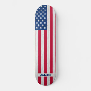 Patriotic Red White Blue USA Flag Skateboard