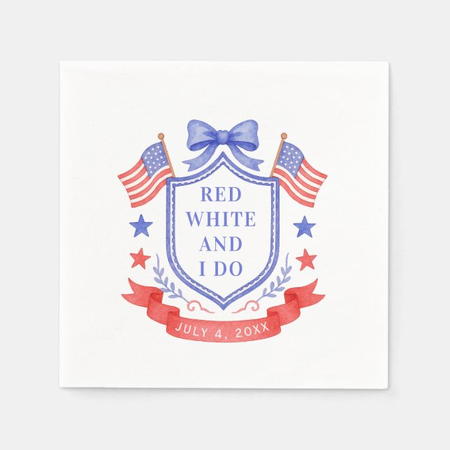 Patriotic Red White & I Do Bridal Shower Serviette (Vorderseite)