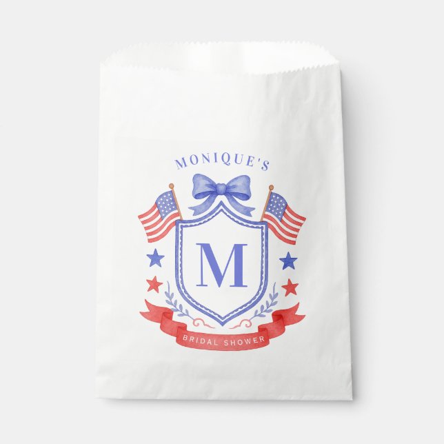 Patriotic Red White & I Do Monogram Bridal Shower Geschenktütchen (Vorderseite)