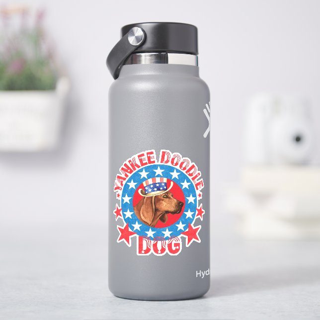 Patriotic Redbone Coonhound Vinyl Sticker (HydroFlask)