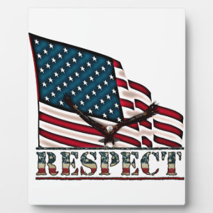 Patriotic Respekt mit Bald Eagle und US-Flagge Fotoplatte