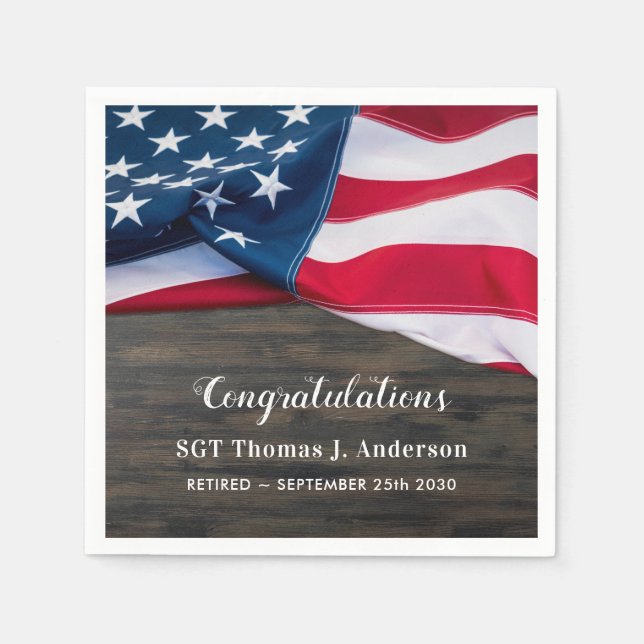 Patriotic Retirement American Flag Militär Serviette (Vorderseite)