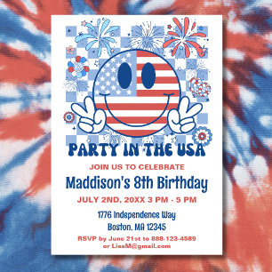 Patriotic Retro 4. Juli Geburtstagsparty Einladung