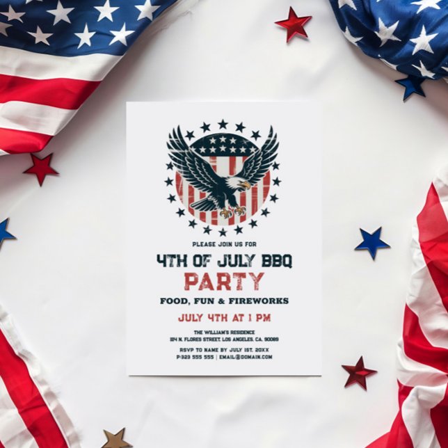 Patriotic Retro American Eagle BBQ Invitation Einladung (Von Creator hochgeladen)