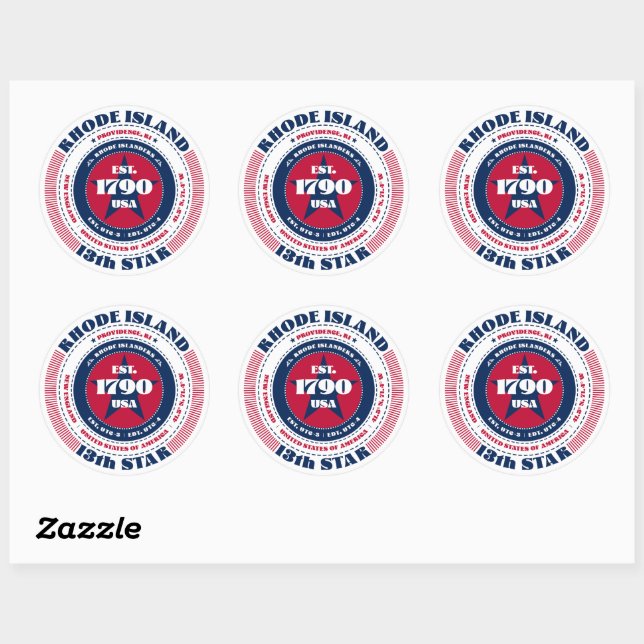 Patriotic Rhode Island Circle Design Sticker (Blatt)