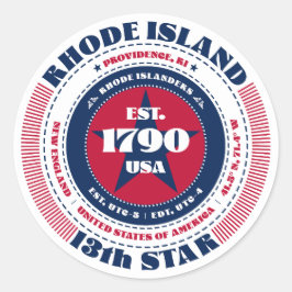 Patriotic Rhode Island Circle Design Sticker
