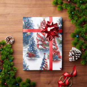 Patriotic Ribbon Weihnachtsbaumen Geschenkpapier
