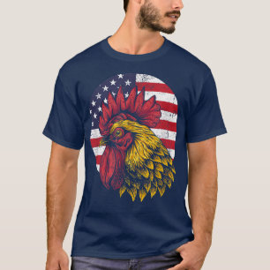 Patriotic Rooster American Flag 4. Juli Bauer T-Shirt