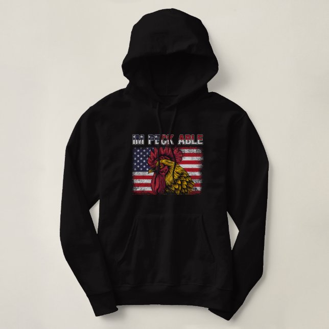 Patriotic Rooster Im Peck Able American Flag 4th O Hoodie (Design vorne)