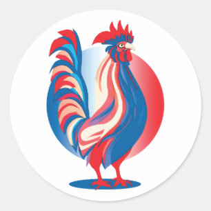 Patriotic Rooster Runder Aufkleber