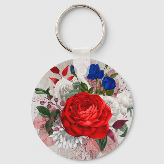 Patriotic Rose Bouquet Schlüsselanhänger (Vorderseite)