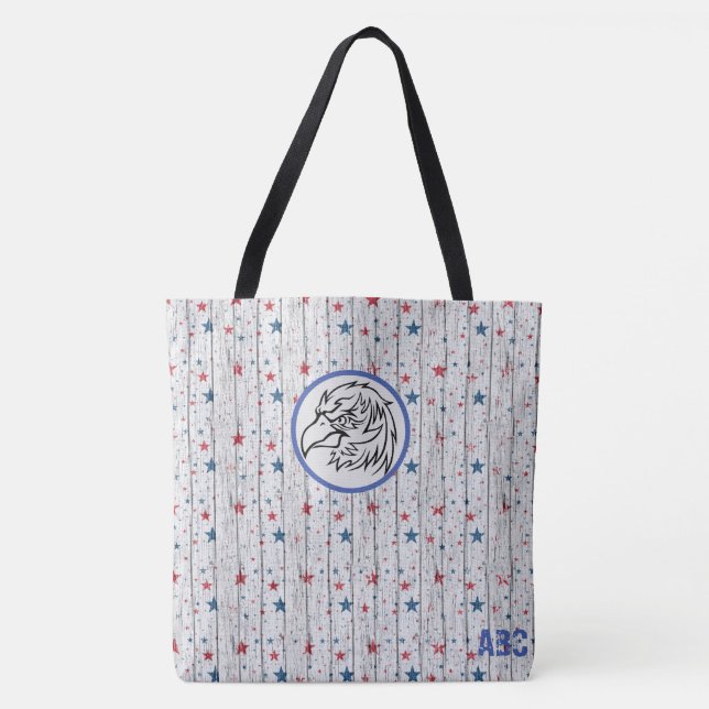 *~* Patriotic Rustic Barnwood Stars Eagle USA Tasche (Vorderseite)