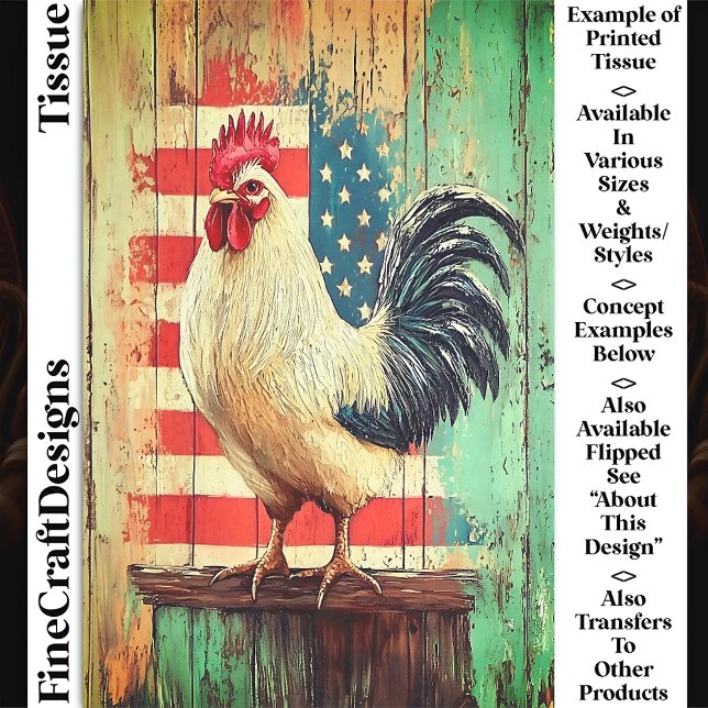 Patriotic Rustikales Bauernhaus Rooster DB8LF Deco Seidenpapier (Von Creator hochgeladen)