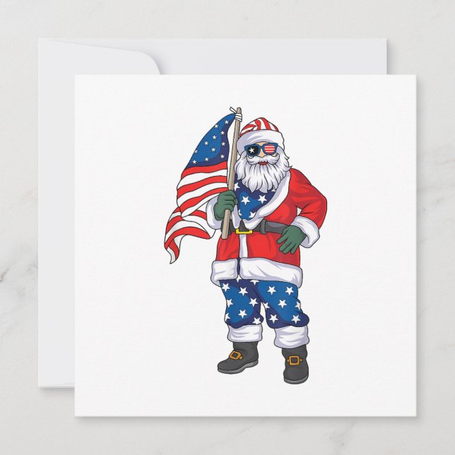 Patriotic Santa American Weihnachten 4. Juli San Dankeskarte (Vorderseite)