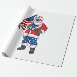 Patriotic Santa American Weihnachten 4. Juli San Geschenkpapier