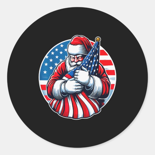 Patriotic Santa Claus For Men Women Usa Flag Chris Runder Aufkleber (Vorderseite)