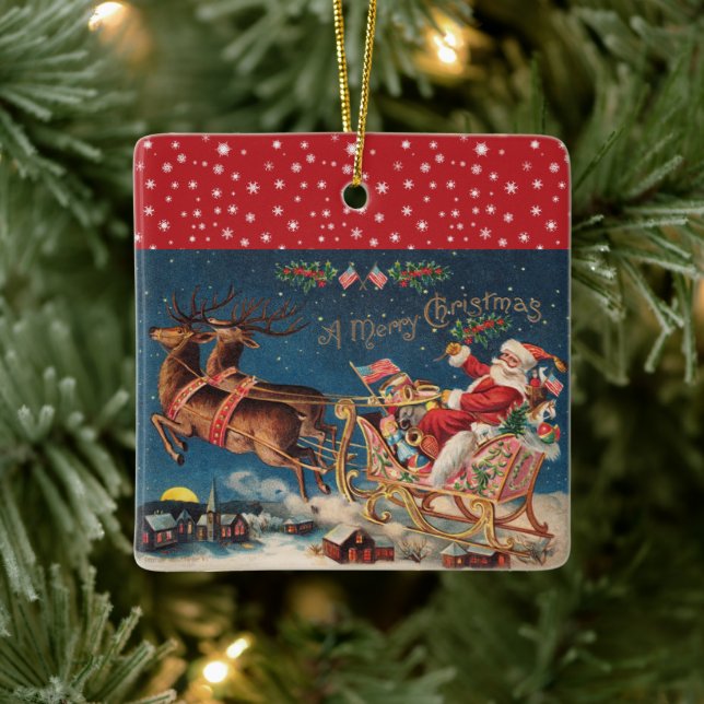 Patriotic Santa Keramikornament (Baum)