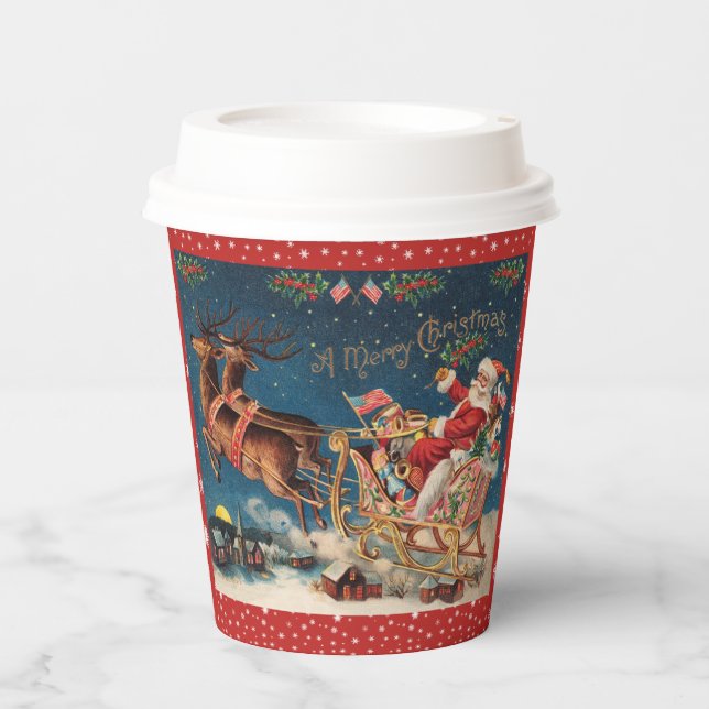 Patriotic Santa Merry Weihnachten Pappbecher (Vorderseite)