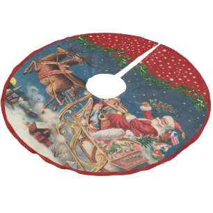 Patriotic Santa Polyester Weihnachtsbaumdecke