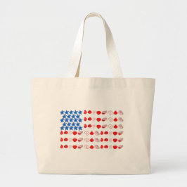 Patriotic Seashell & Starfish American Flag Jumbo Stoffbeutel