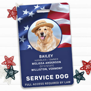 Patriotic Service Dog American Flag Foto ID Ausweis