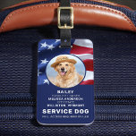 Patriotic Service Dog Foto ID Abzeichen American F Gepäckanhänger<br><div class="desc">American Flag Patriotic Service Dog ID Abzeichen - Identifizieren Sie Ihren Hund einfach als arbeitender Service Hund, während Sie Ihren Hund konzentriert behalten und auf Ablenkungen während der Arbeit mit einem dieser k9 Service Hund ID Abzeichen. Obwohl nicht erforderlich, gibt Ihnen und Ihrem Service Hund ein Service Dog ID-Abzeichen Sicherheit...</div>