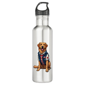 Patriotic Service Dog Golden Retriever Shirt 4 Edelstahlflasche