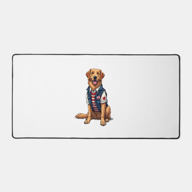 Patriotic Service Dog Golden Retriever Shirt 4 Schreibtischunterlage (Vorderseite)