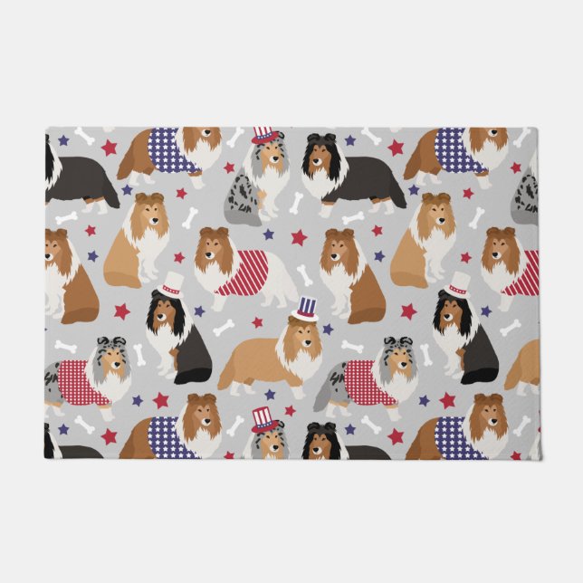 Patriotic Sheltie Shetland Sheepdog Doormat Fußmatte (Vorderseite)