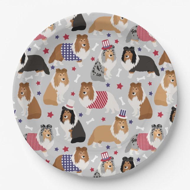 Patriotic Sheltie Shetland Sheepdog Paper Teller (Vorderseite)
