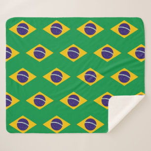 Patriotic Sherpa Blanket mit brasilianischer Flagg Sherpadecke