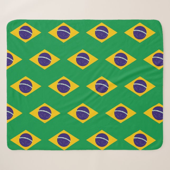 Patriotic Sherpa Blanket mit brasilianischer Flagg Sherpadecke (Vorderseite (Horizontal))