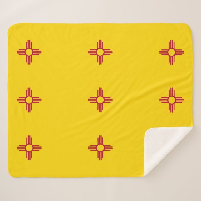 Patriotic Sherpa Blanket mit der Flagge New Mexico Sherpadecke (Vorderseite (Horizontal))