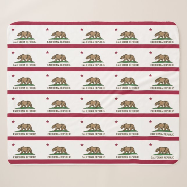 Patriotic Sherpa Blanket mit Flagge Kaliforniens Sherpadecke (Vorderseite (Horizontal))
