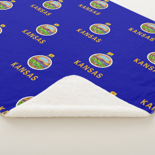 Patriotic Sherpa Blanket mit Flagge von Kansas Sherpadecke