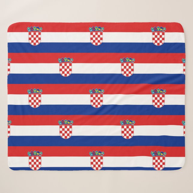 Patriotic Sherpa Blanket mit kroatischer Flagge Sherpadecke (Vorderseite (Horizontal))