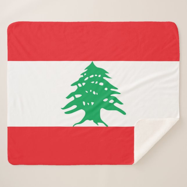 Patriotic Sherpa Blanket mit Libanon-Flagge Sherpadecke (Vorderseite (Horizontal))