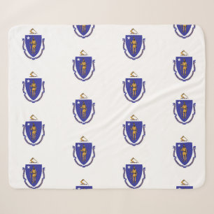 Patriotic Sherpa Blanket mit Massachusetts Fahne Sherpadecke